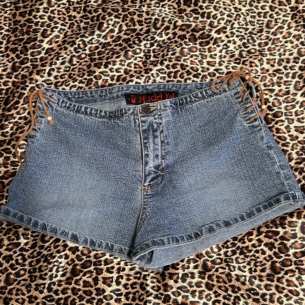 Mudd Blue Denim Lace-Up Shorts
